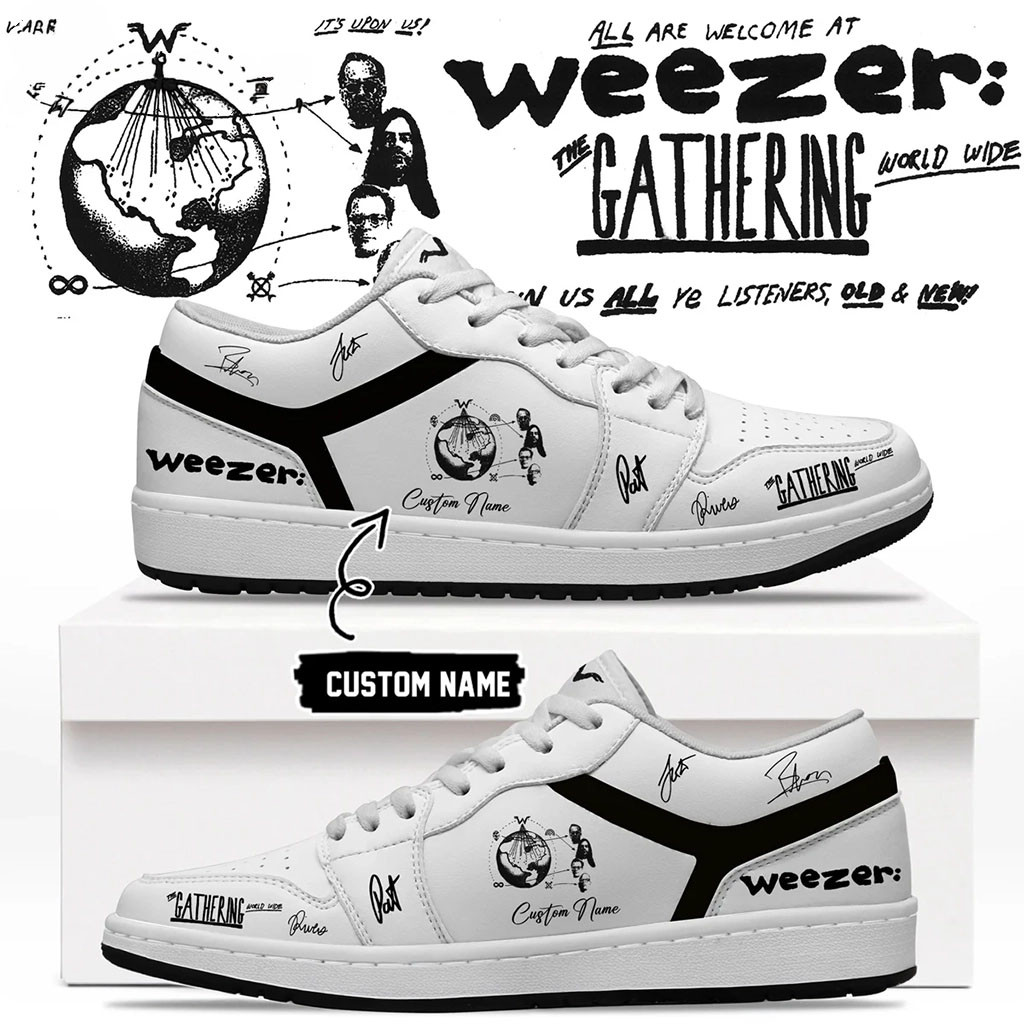 Personalized Weezer Merch The Gathering World Wide Signature Shoes Gift Ideas For Music Lovers