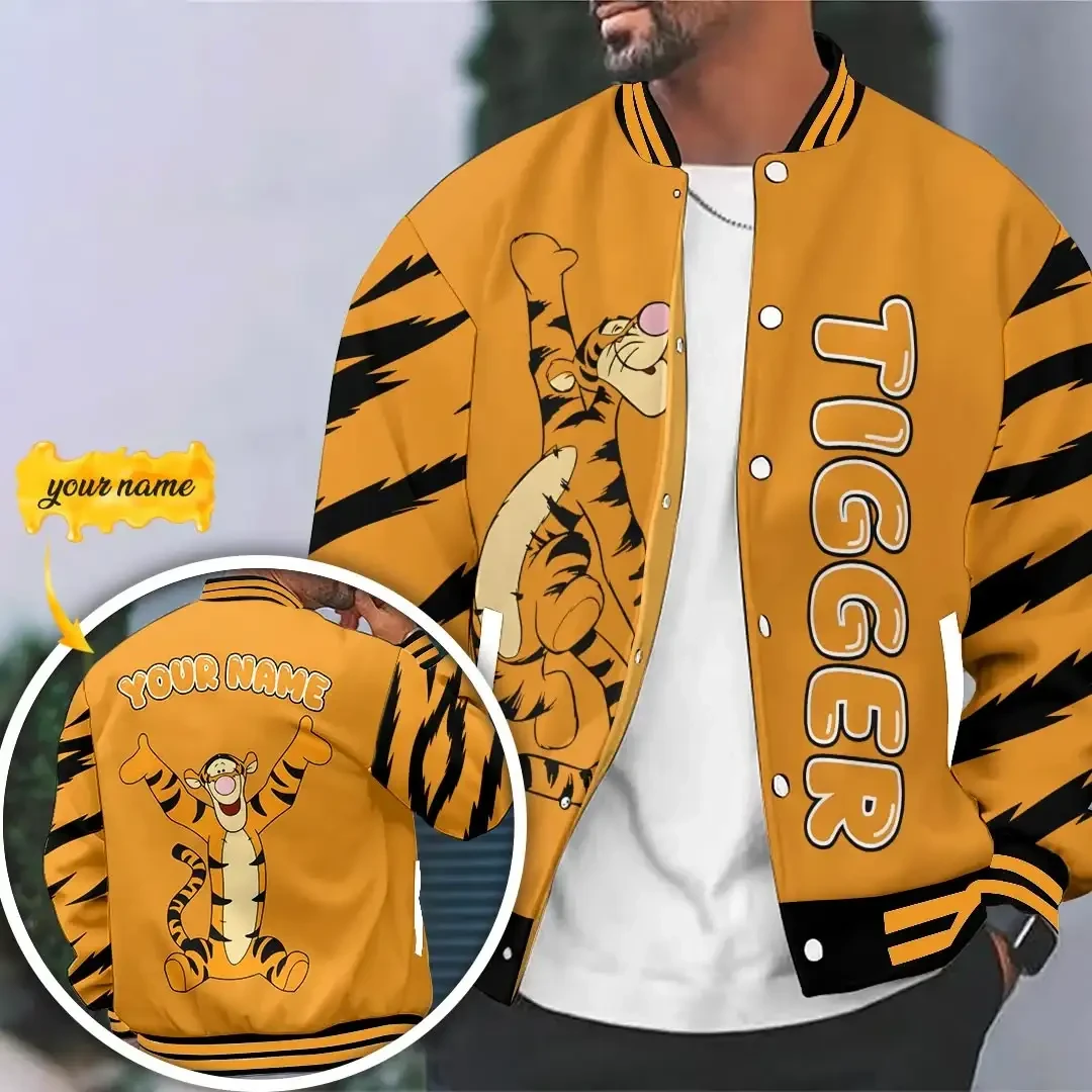 Personalized Winnie The Pooh x Tigger Varsity Jacket Cute Cartoon Apparel Gifts For Fans Personalized Winnie The Pooh x Tigger Varsity Jacket Cute Cartoon Apparel Gifts For Fans