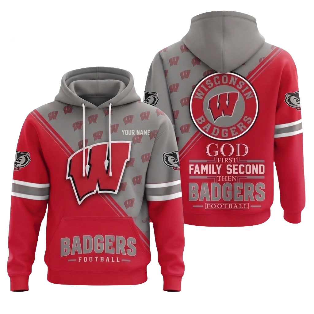 Personalized Wisconsin Badgers 2026 Faith Family Football Hoodie Wisconsin Badgers Merch Gifts Personalized Wisconsin Badgers 2026 Faith Family Football Hoodie Wisconsin Badgers Merch Gifts