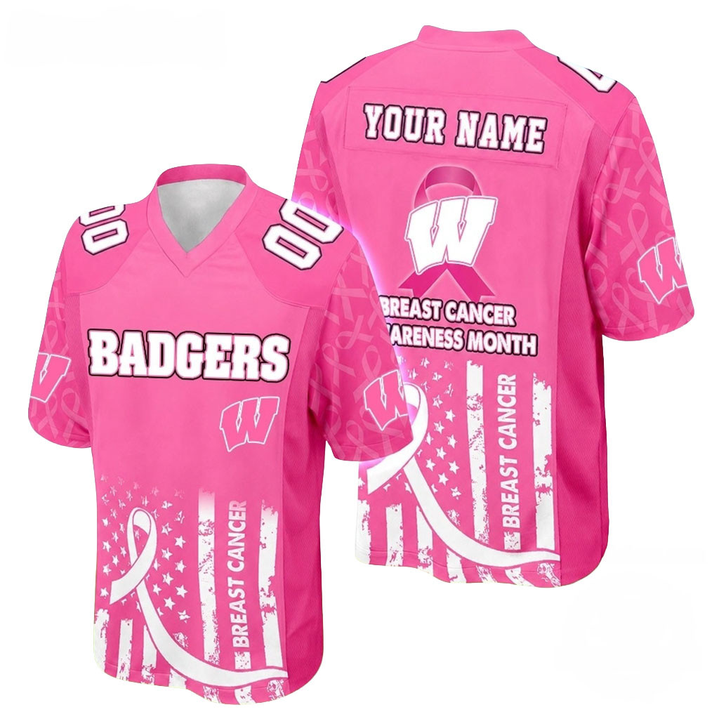 Personalized Wisconsin Badgers Merch Breast Cancer Awareness Month 2026 Football Jersey Gifts Personalized Wisconsin Badgers Merch Breast Cancer Awareness Month 2026 Football Jersey Gifts