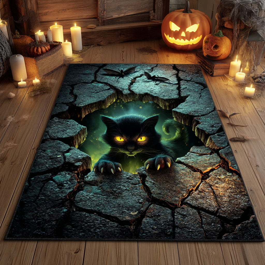Phantom Black Cat Area Rug Lounge Room Rugs Halloween Birthday Presents