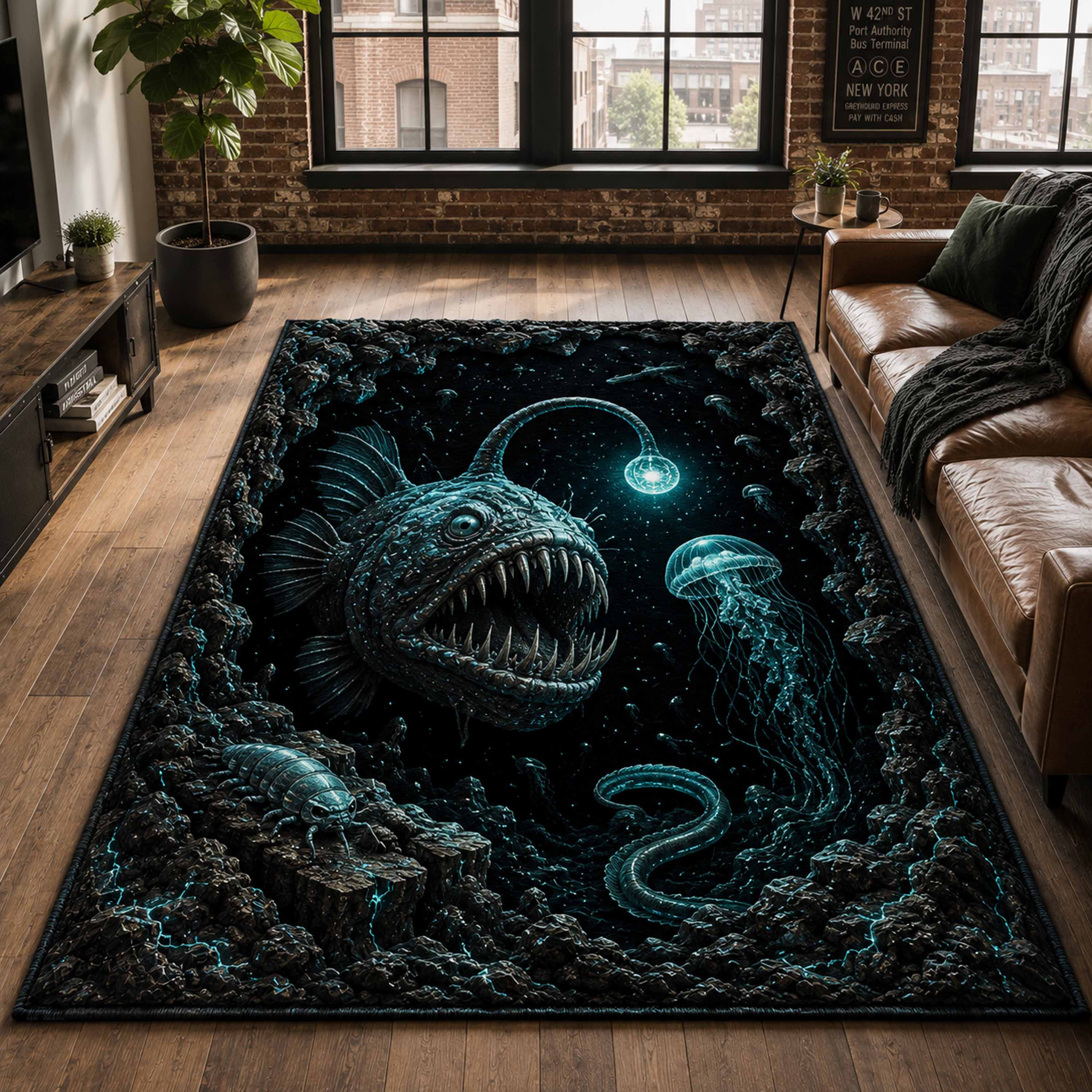 Phantom Depth Area Rug Large Skeleton Decor Halloween Presents
