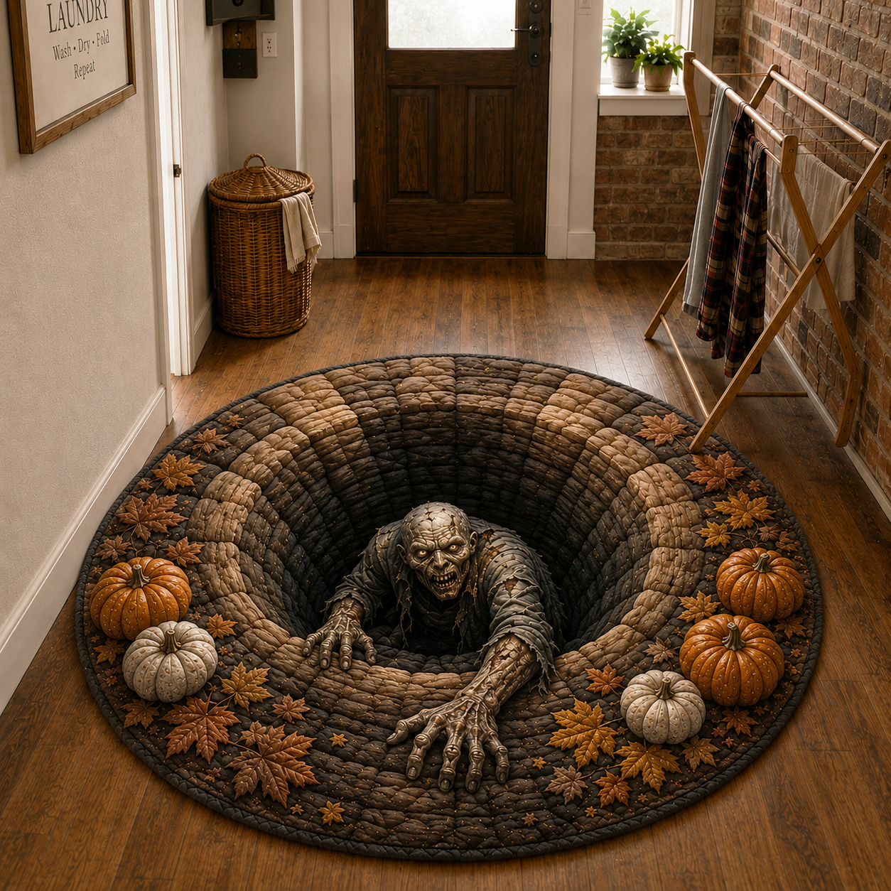 Phantom Hollow Quilted Round Mat Round Small Rugs Great Halloween Gifts