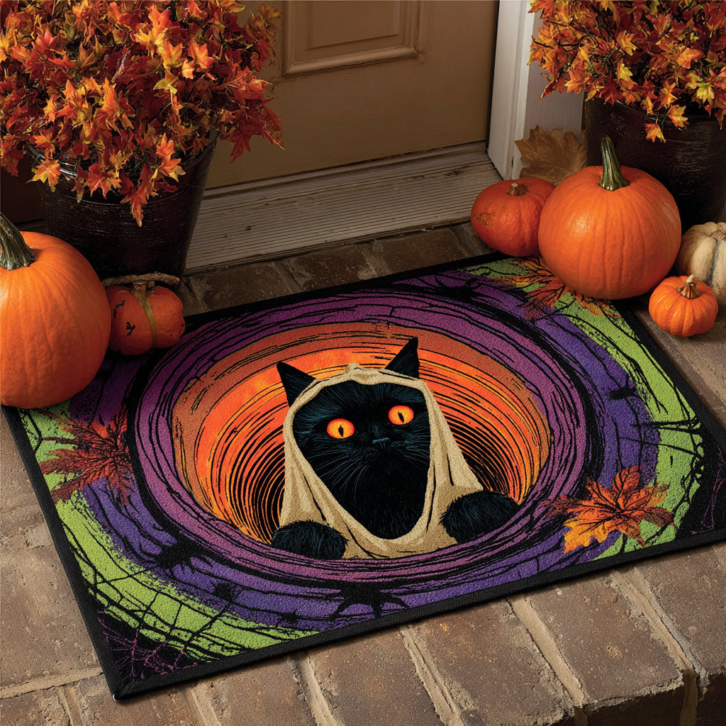 Phantom Paws Doormat Happy Halloween Mat Decor Halloween Themed Gifts For Cat Lovers