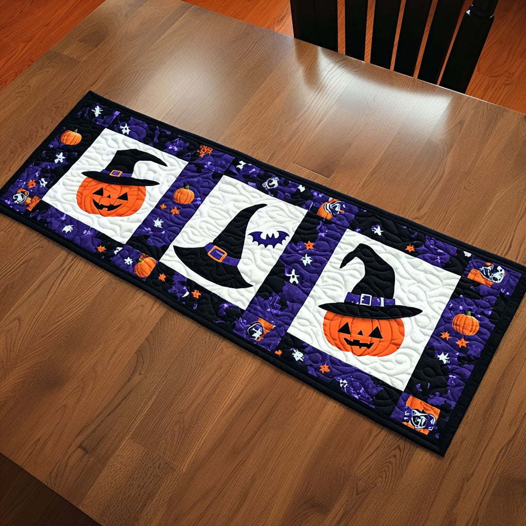Phantom Pumpkins Quilted Table Runner Dining Room Table Decor  Good Halloween Gifts