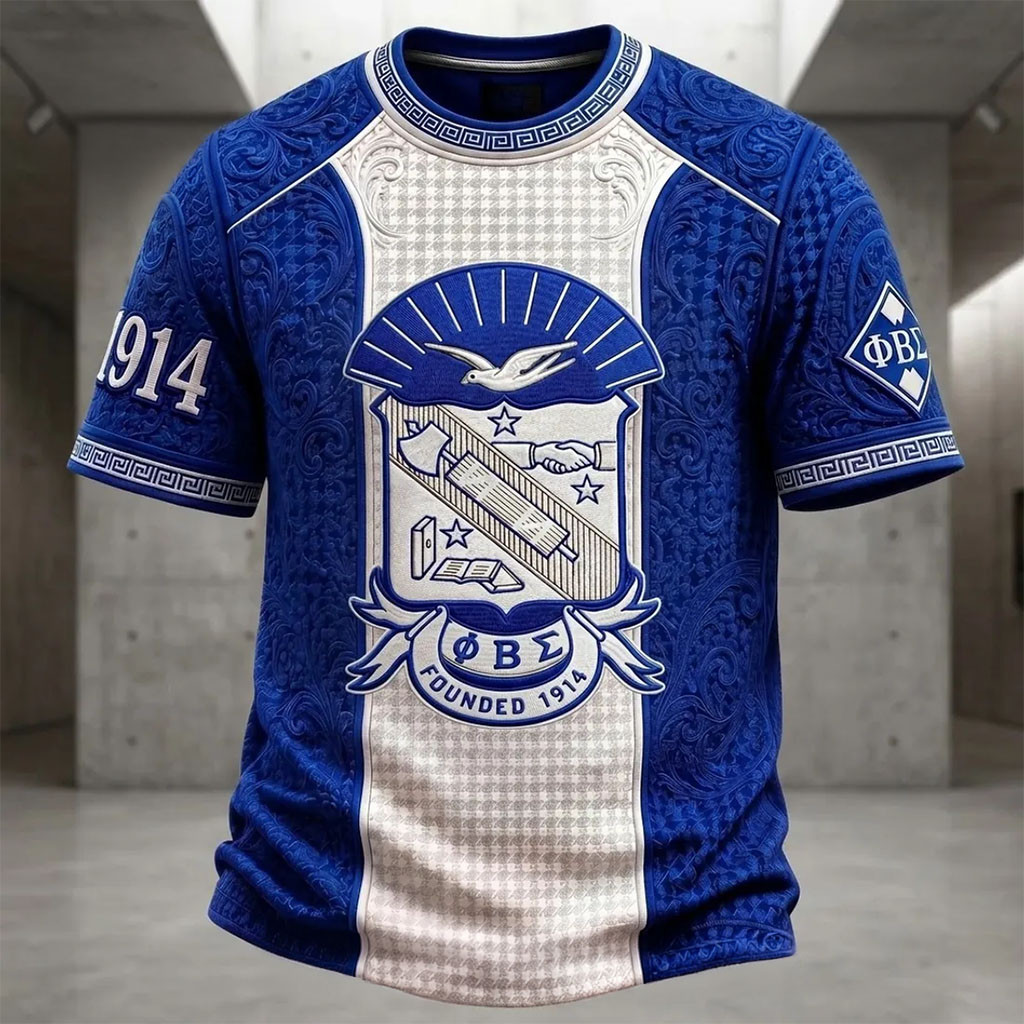 Phi Beta Sigma Fraternity Crest Blue Paisley Shirt PBS Merch Birthday Ideas For Brothers