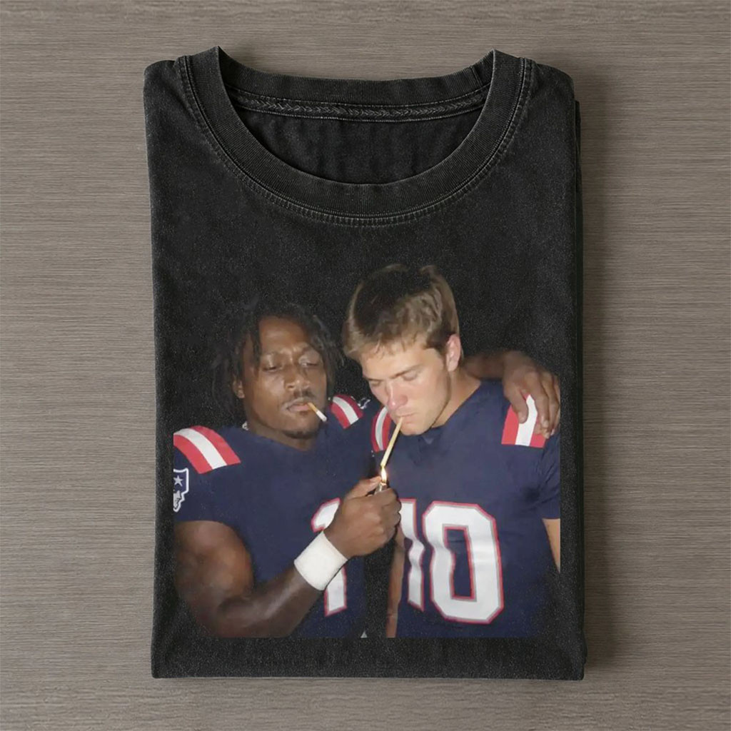 Philadelphia Eagles AJ Brown And New England Patriots Drake Maye Smoking And Drinking Wash Shirt