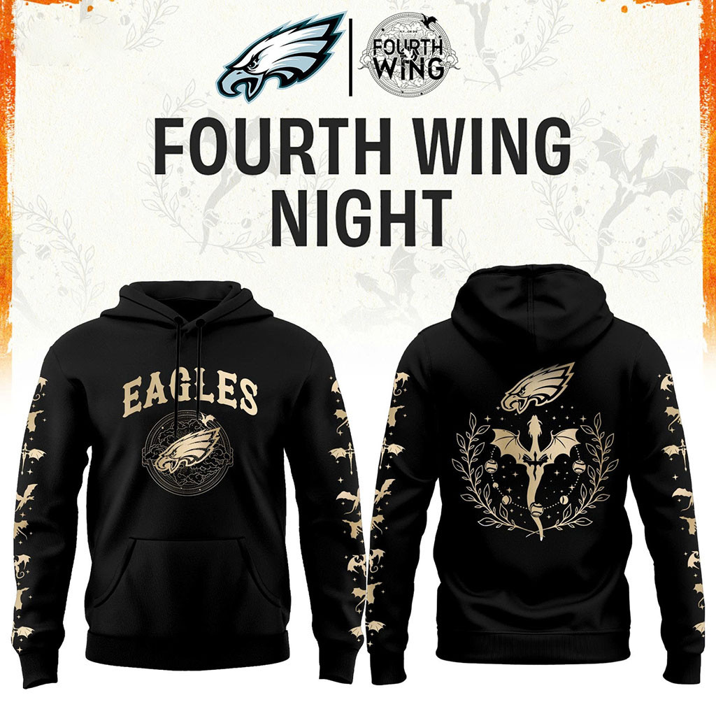 Philadelphia Eagles Dragon Wing Fantasy Night 2026 Black Hoodie Philadelphia Football Merch
