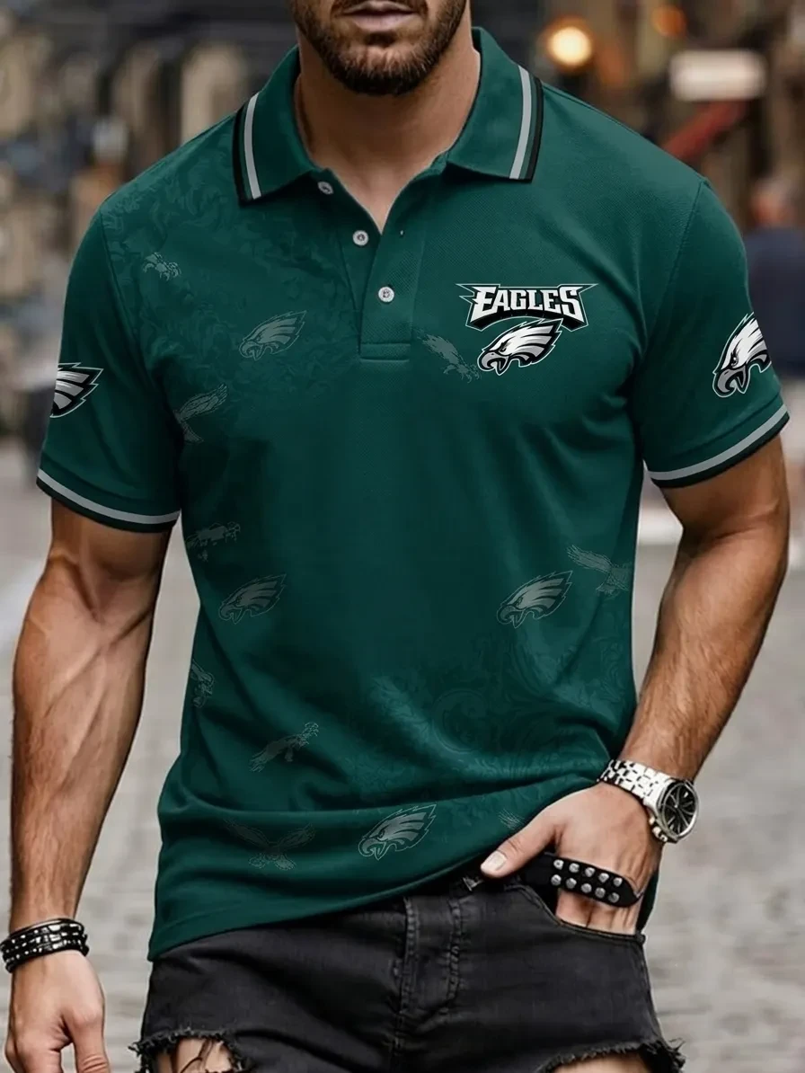 Philadelphia Eagles Eagle Graphic Football Polo Shirt Game Day Gifts for Him