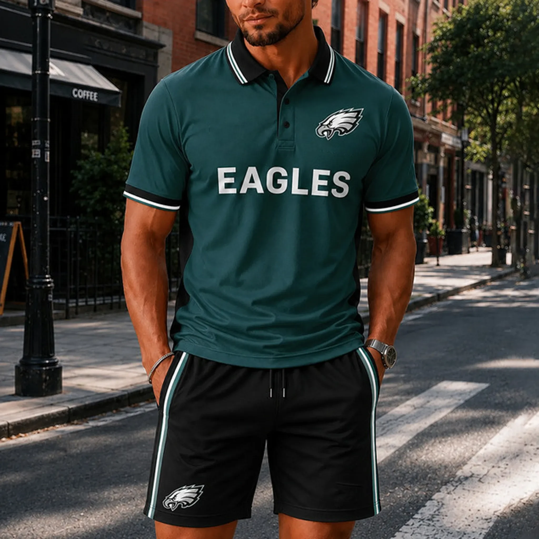 Philadelphia Eagles Eagle Polo Shirt And Shorts Set Football Lover Game Day Gear Gifts Mor Men