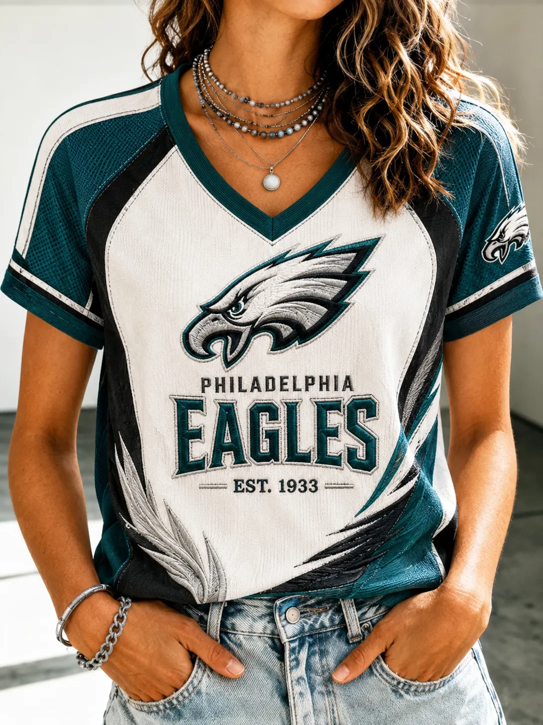 Philadelphia Eagles Football Game Day V-Neck T-Shirt Football Gear Gifts For Eagles Fans
