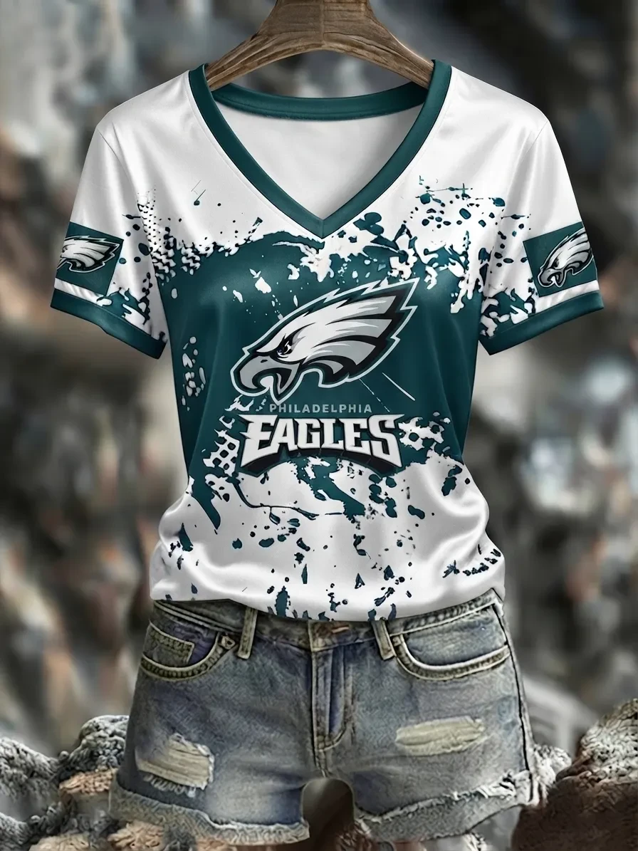 Philadelphia Eagles Game Day Football V-Neck Shirt Eagles Merch Fan Gear Gifts for Mom