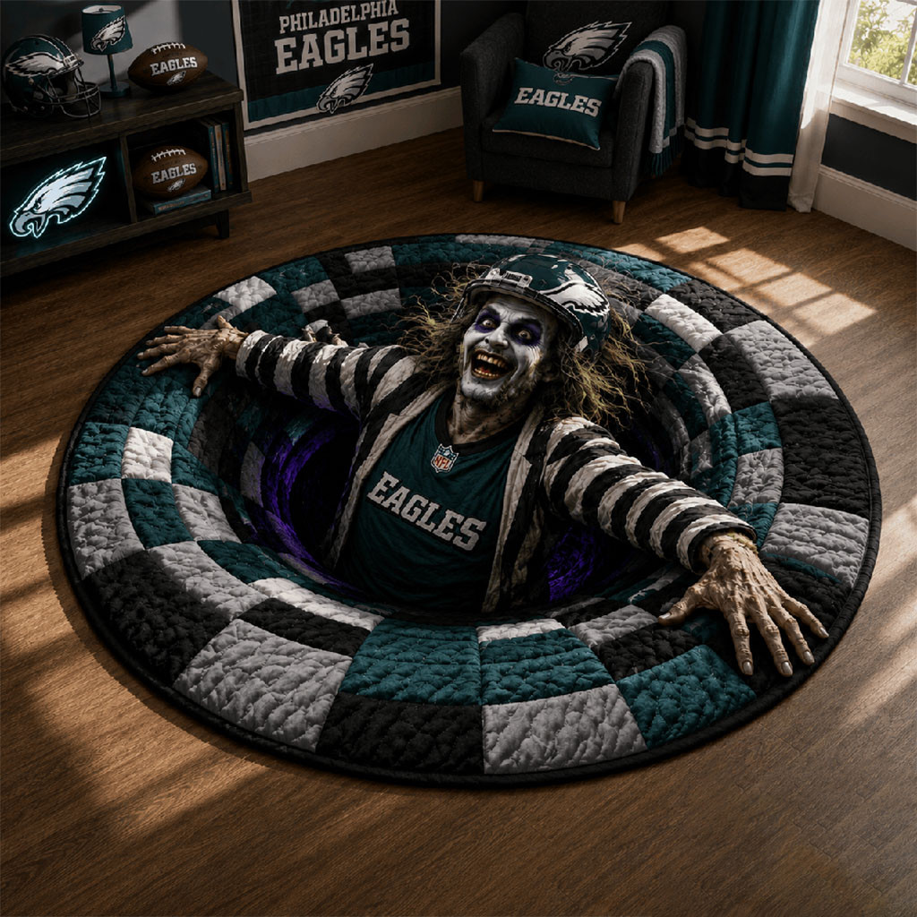 Philadelphia Eagles Halloween 2026 Zombie Quilted Round Mat Eagles Merch Football Fan Gifts