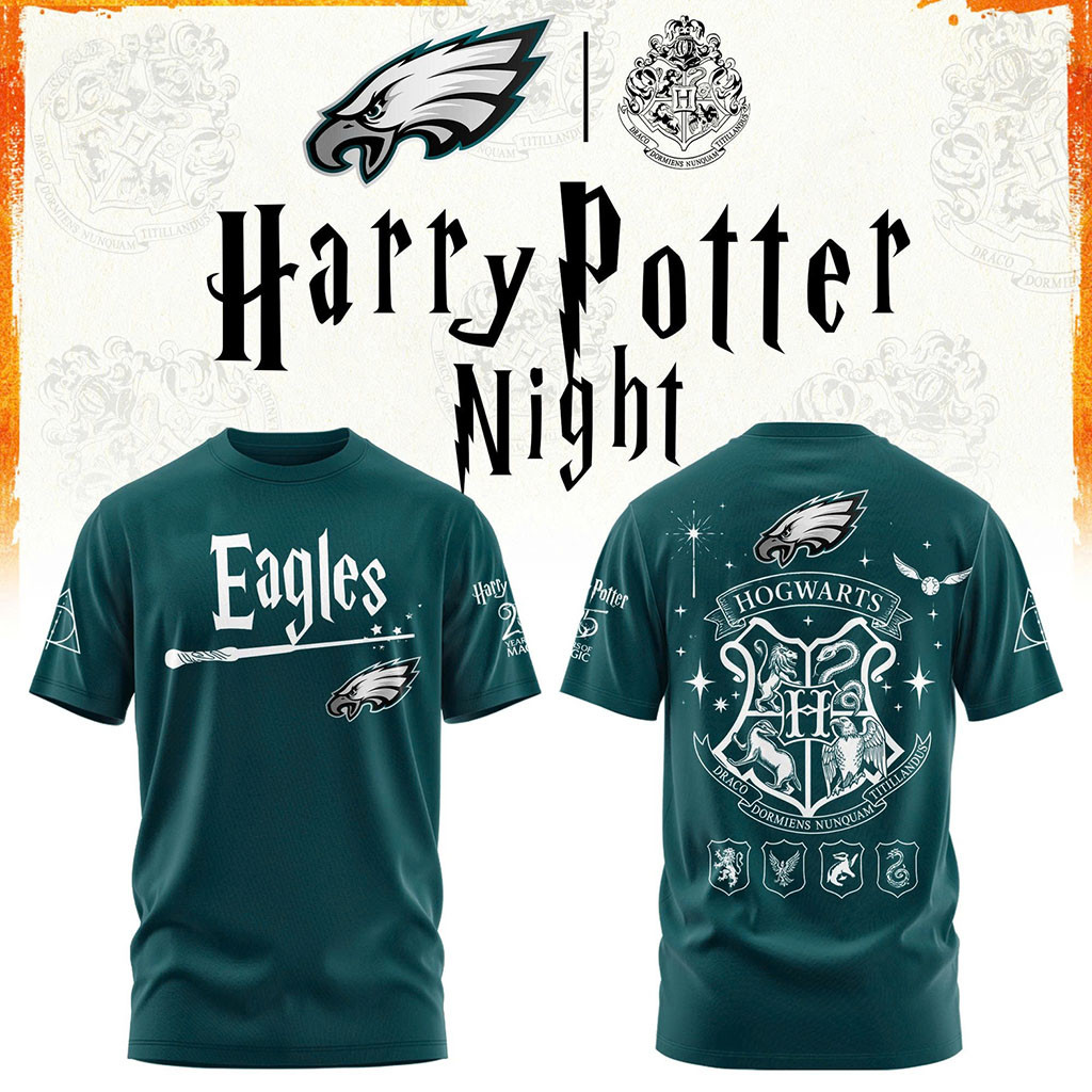 Philadelphia Eagles Harry Potter 25th Anniversary T-Shirt 2026 Eagles Merch Football Fan Gear