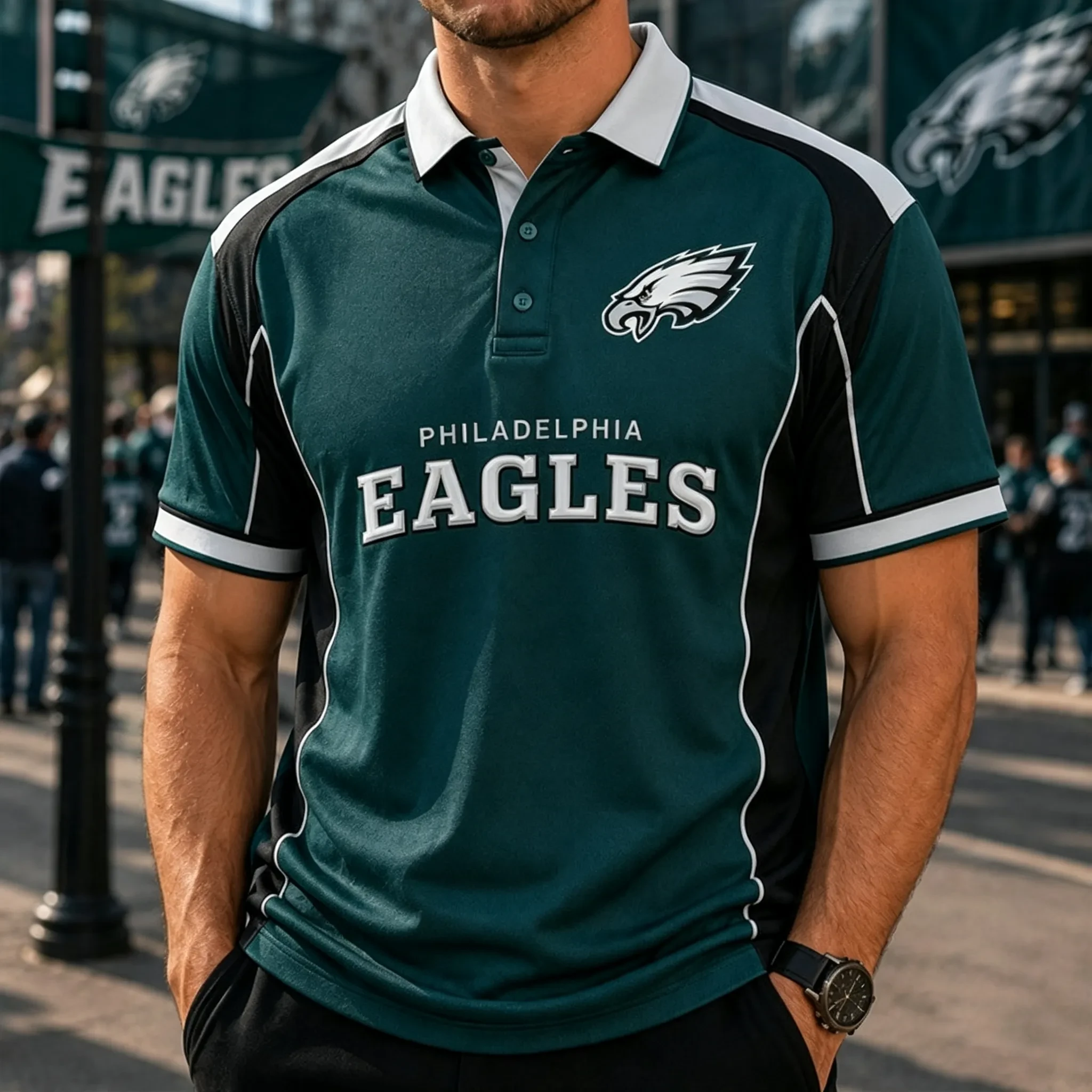 Philadelphia Eagles Merch Eagle Football Polo Shirt Game Day Gifts for Husband