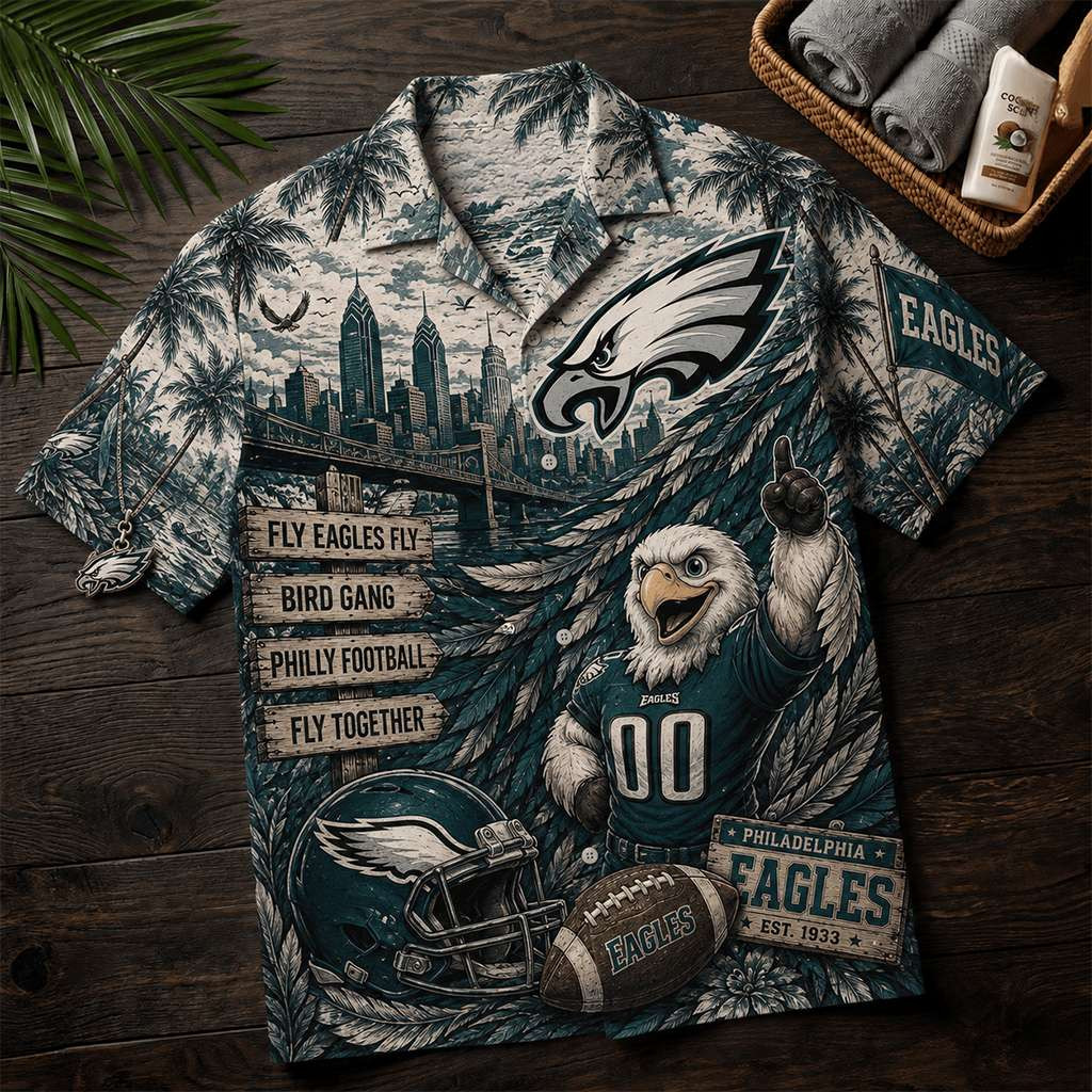 Philadelphia Eagles Merch Fly Eagles Fly Bird Gang Hawaiian Shirt Unique Football Gifts Philadelphia Eagles Merch Fly Eagles Fly Bird Gang Hawaiian Shirt Unique Football Gifts