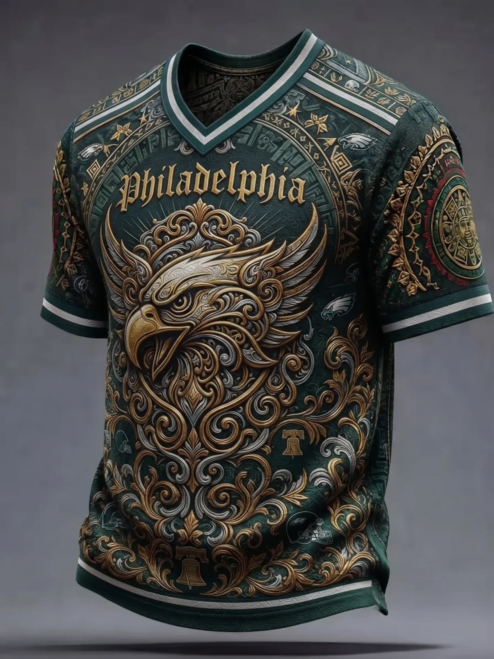 Philadelphia Eagles Merch Fly Eagles Fly Est 1933 V-Neck T-Shirt Game Day Gear Gifts For Fan