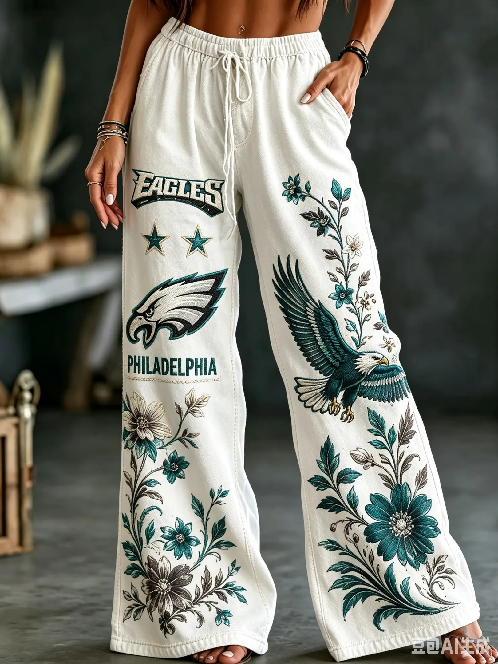 Philadelphia Eagles Merch Flying Eagle Botanical Floral Sweatpants Game Day Gift For Women Philadelphia Eagles Merch Flying Eagle Botanical Floral Sweatpants Game Day Gift For Women