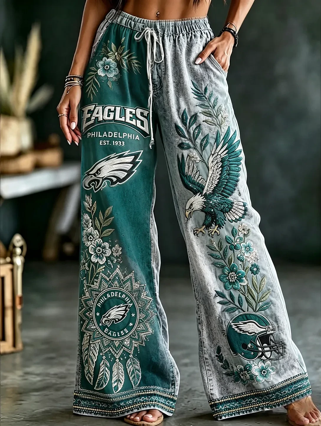 Philadelphia Eagles Merch Flying Eagle Floral Sweatpants Game Day Apparel Football Fan Gifts