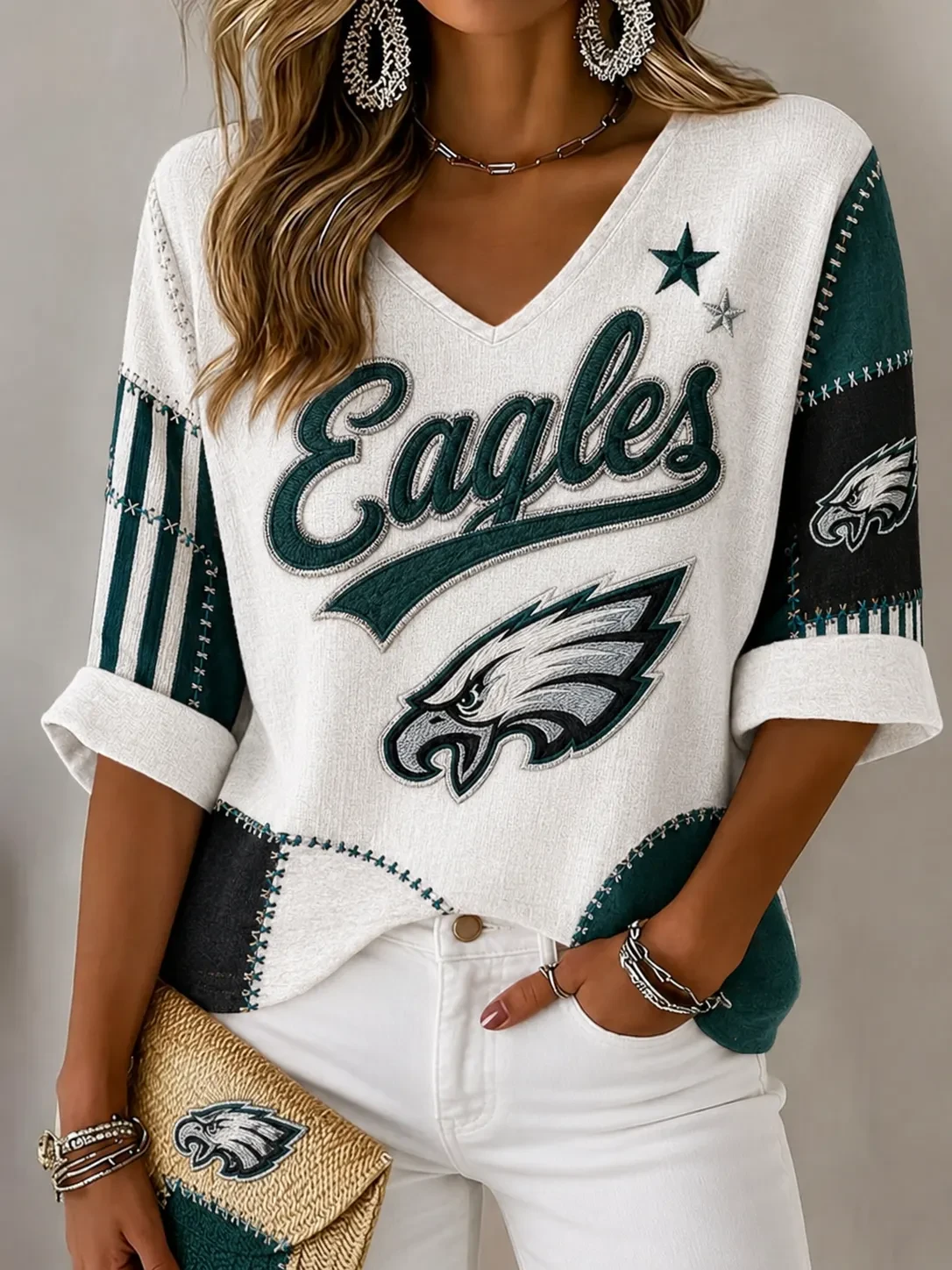 Philadelphia Eagles Merch Game Day Long Sleeve V-Neck Shirt Philadelphia Football Fan Gifts Philadelphia Eagles Merch Game Day Long Sleeve V-Neck Shirt Philadelphia Football Fan Gifts