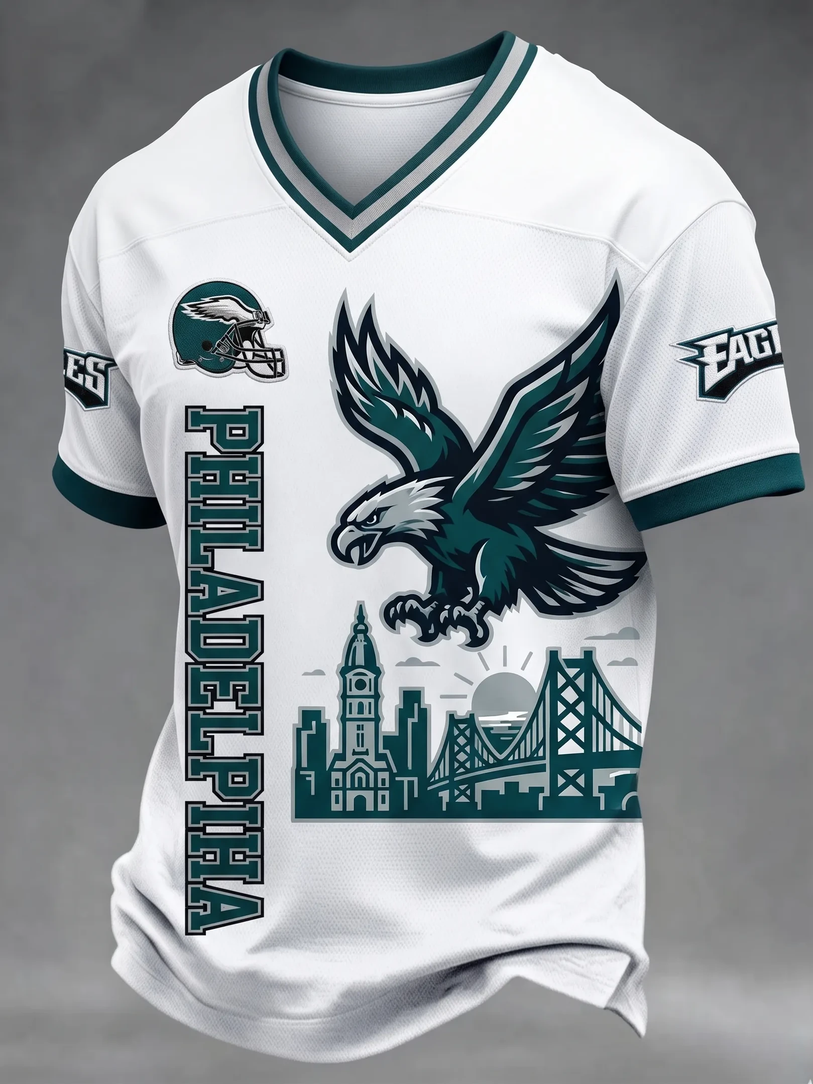 Philadelphia Eagles Merch Game Day Philadelphia Football V-Neck Jersey Gifts For Football Fan