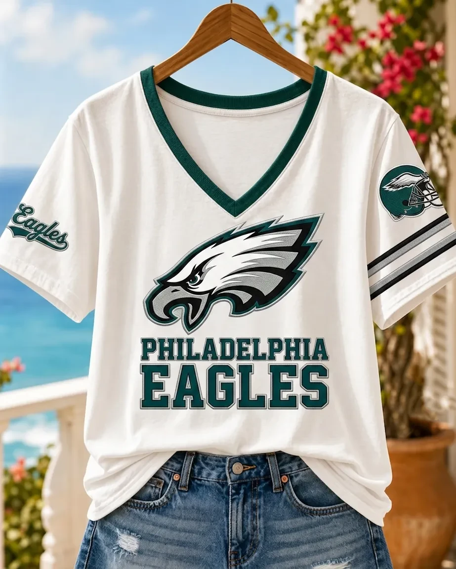Philadelphia Eagles Merch Game Day Philadelphia Football V-Neck Shirt Presents For Football Fans