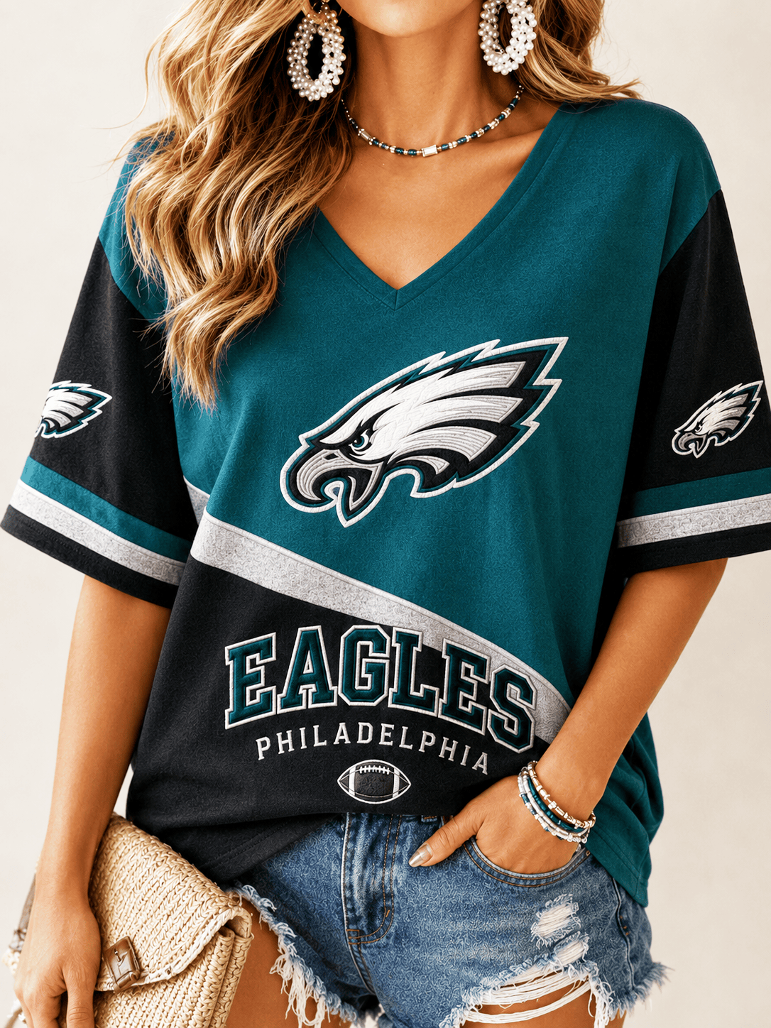 Philadelphia Eagles Merch Game Day V-Neck Shirt Philadelphia Football Fan Gifts
