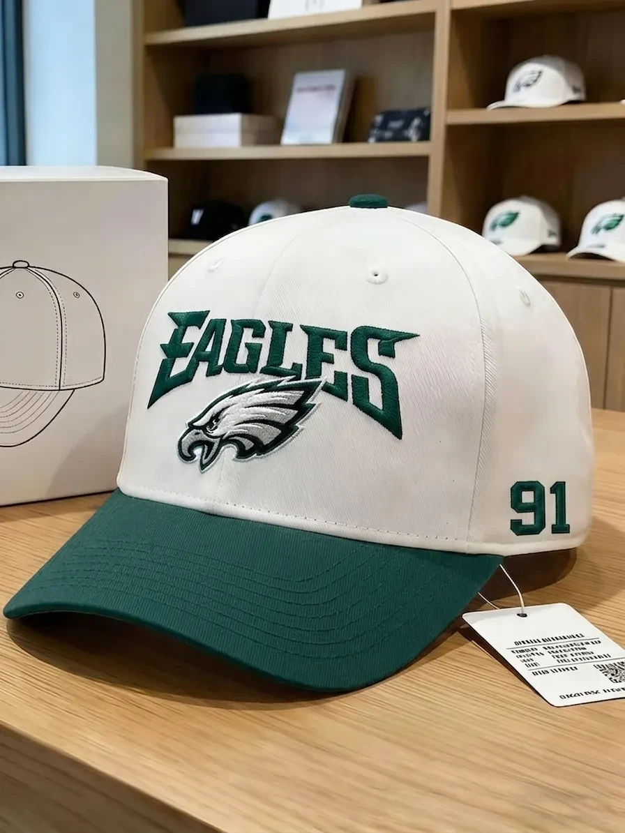 Philadelphia Eagles Merch No 91 Hat Embroidered Game Day Merchandise Gift For Football Lovers