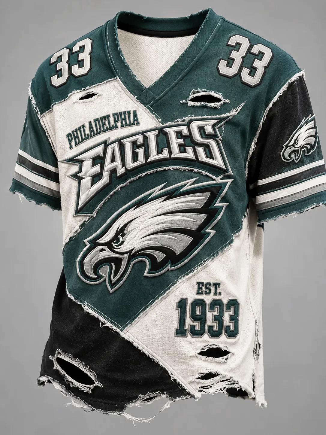 Philadelphia Eagles Merch Philadelphia Football Est 1933 V-Neck T-Shirt Game Day Clothing