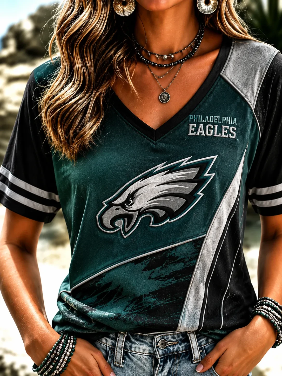 Philadelphia Eagles Merch Philadelphia Football Fan V-Neck T-Shirt Game Day Gifts For Her Philadelphia Eagles Merch Philadelphia Football Fan V-Neck T-Shirt Game Day Gifts For Her