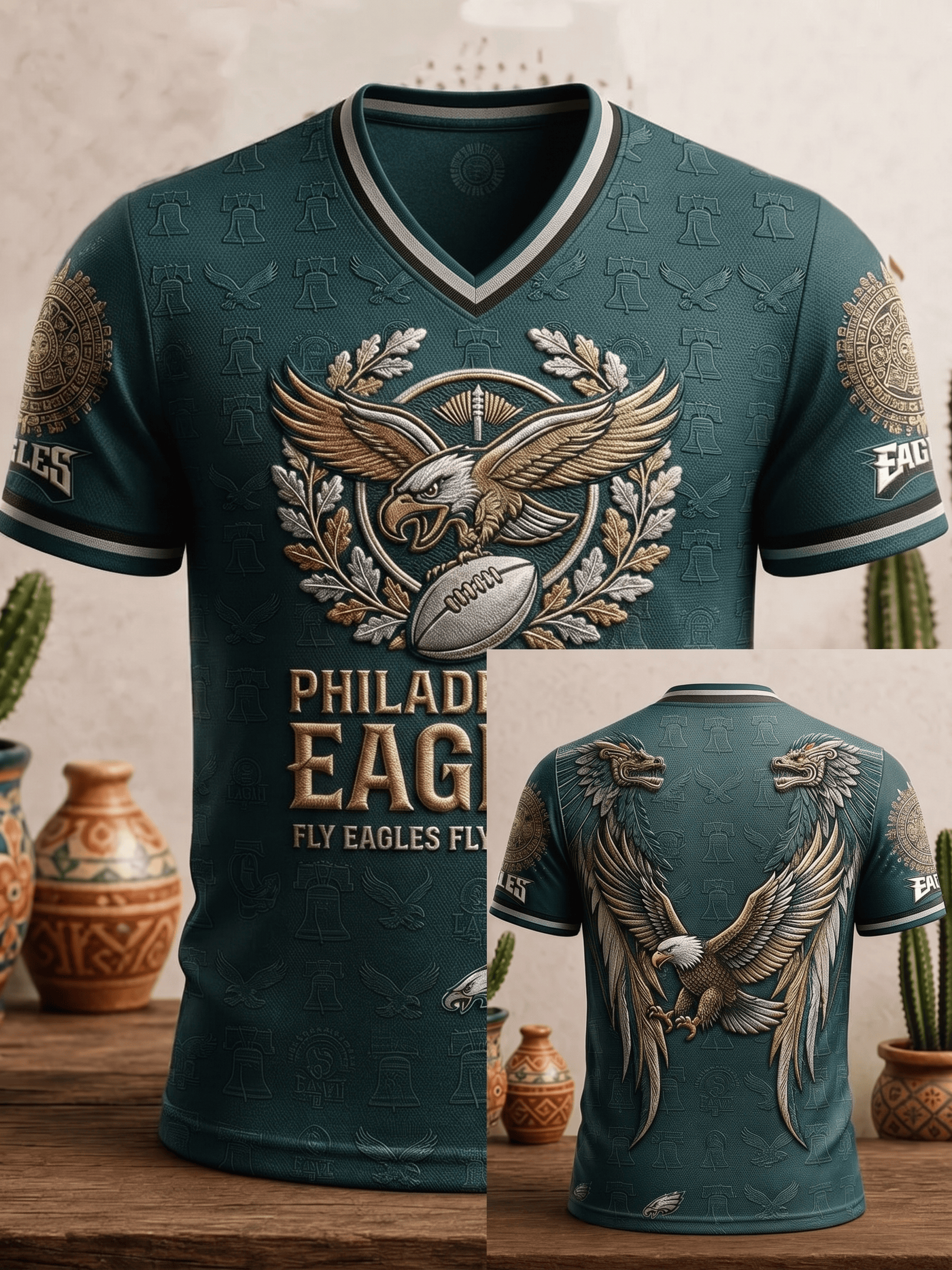 Philadelphia Eagles Merch Philadelphia Football Fly Eagles Fly V-Neck T-Shirt Game Day Gifts