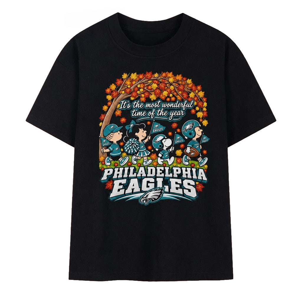 Philadelphia Eagles Peanuts Gang Most Wonderful Time Of The Year T-Shirt Eagles Merch Fan Gifts