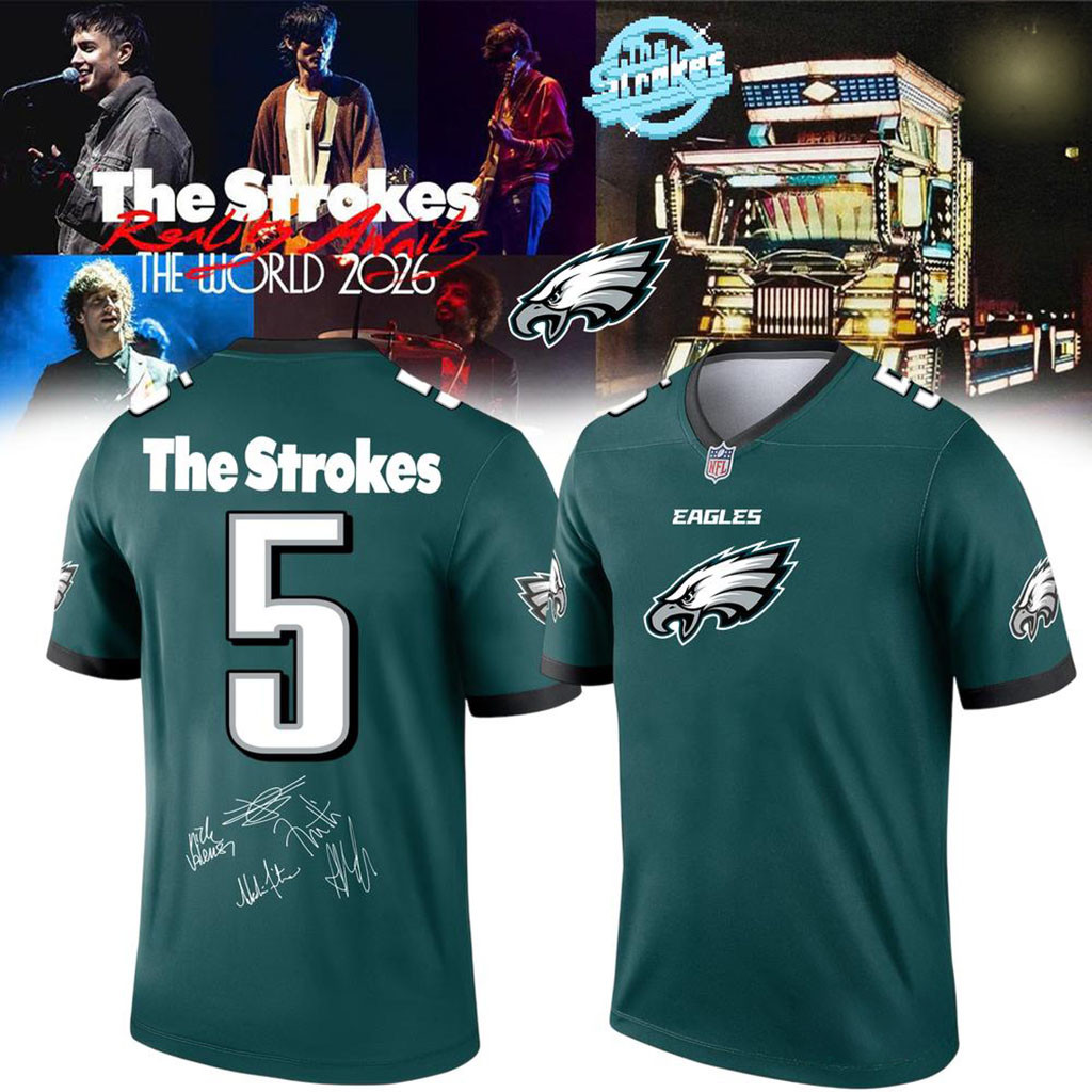 Philadelphia Eagles X The Strokes 2026 World Tour Football Jersey Eagles Merch Present For Fans