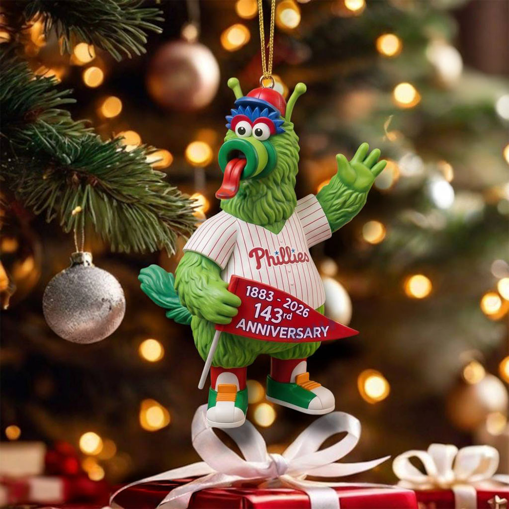Philadelphia Phillies 143rd Anniversary Mascot Christmas Ornament Phillies Merch Xmas Gifts