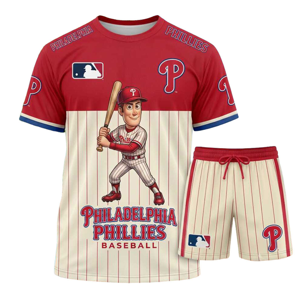 Philadelphia Phillies Cartoon Character Shirt And Shorts Phillies Merch Baseball Player Gifts Philadelphia Phillies Cartoon Character Shirt And Shorts Phillies Merch Baseball Player Gifts