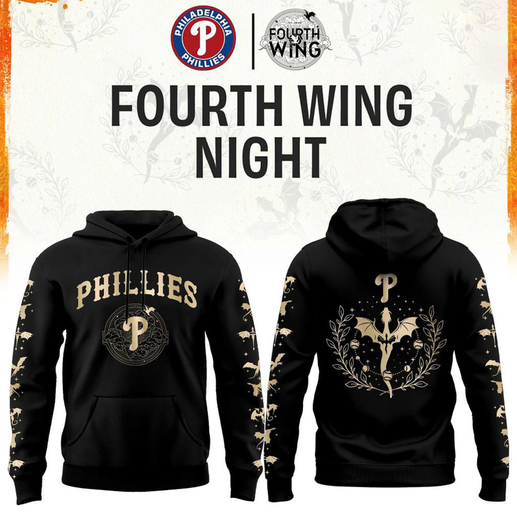 Philadelphia Phillies X Fourth Wing Night Black Hoodie Phillies Merch Gift For Baseball Fans Philadelphia Phillies X Fourth Wing Night Black Hoodie Phillies Merch Gift For Baseball Fans