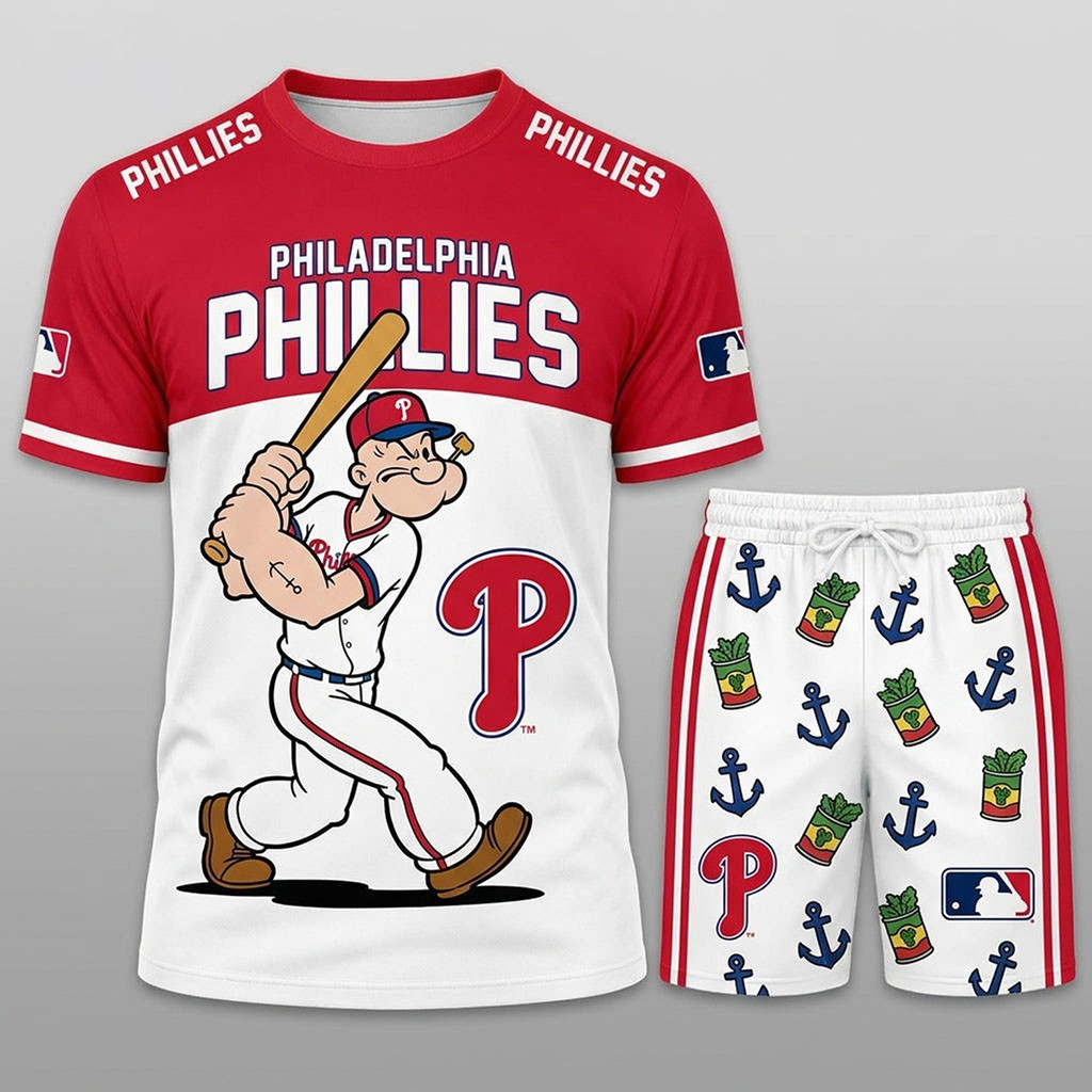 Philadelphia Phillies X Popeye The Sailor T-Shirt And Shorts Set Phillies Merch Gift For Fans