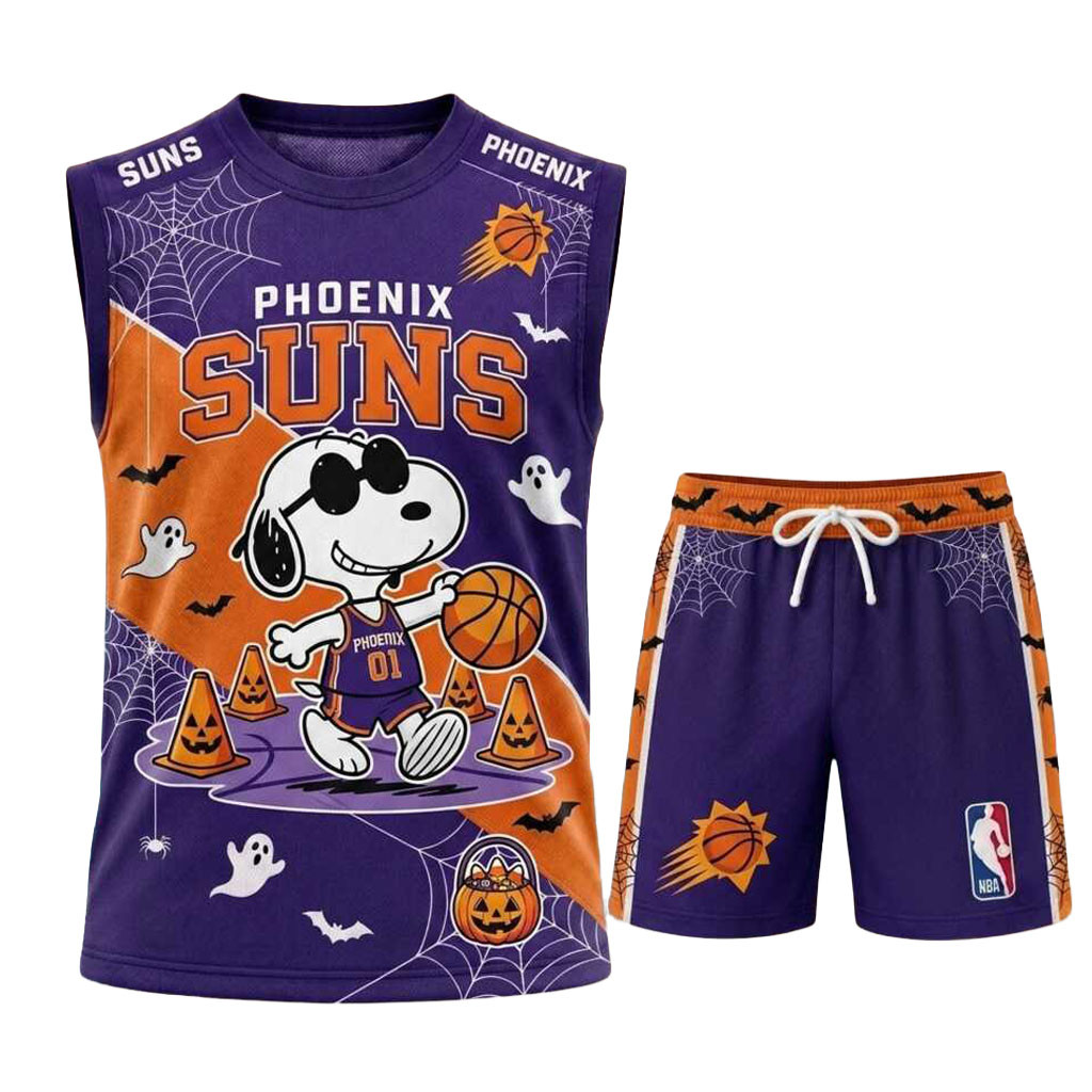 Phoenix Suns Snoopy Halloween Basketball Muscle Tank And Shorts Suns Merch Gifts For Halloween