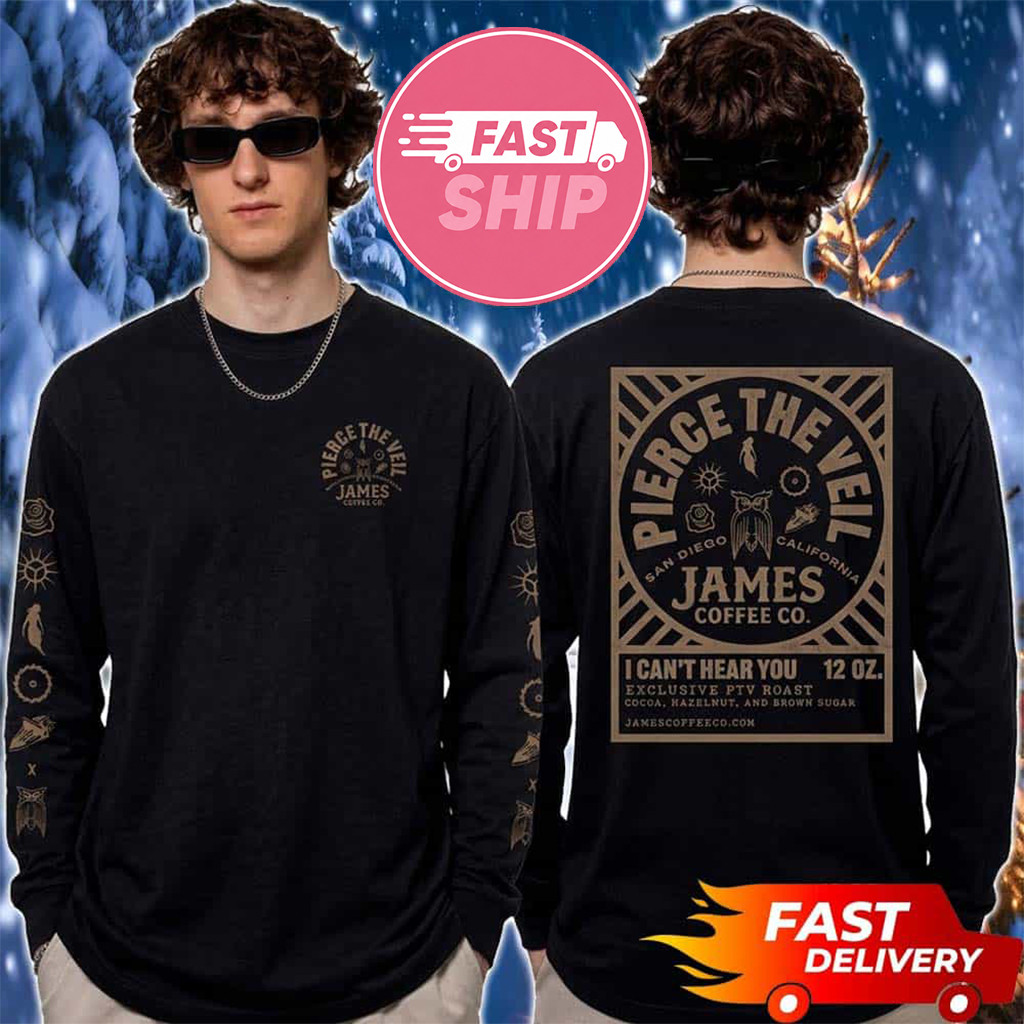 Pierce The Veil X James Coffee San Diego California Long Sleeve Shirt Pierce The Veil Merch