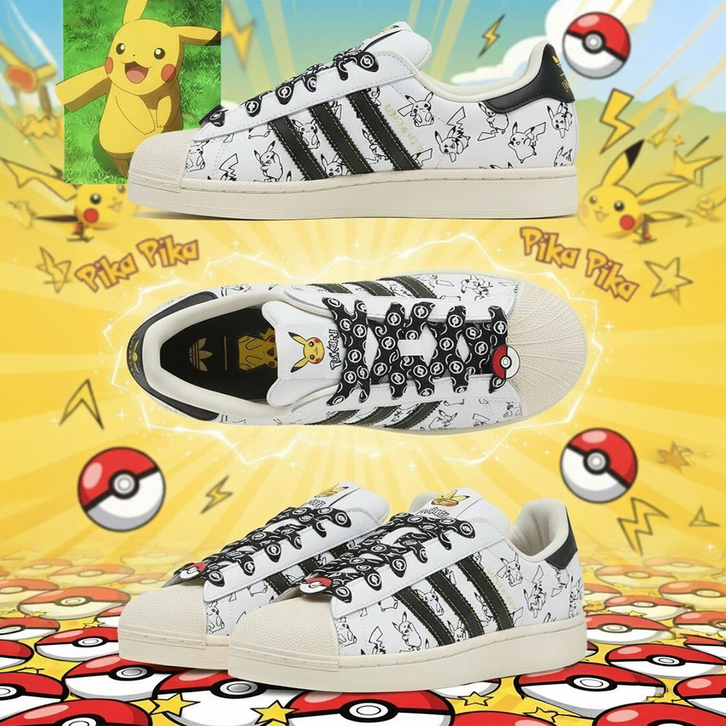 Pikachu Pokemon X 30th Anniversary Collection Sneakers Electric Pokemon Shoes Fan Gifts