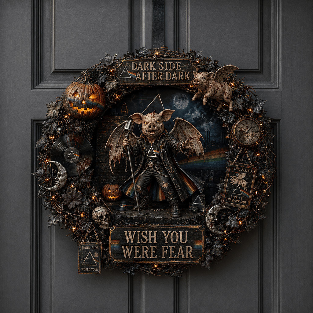 Pink Floyd Dark Side After Dark Door Sign Wish You Were Fear Wreath Gifts For Halloween