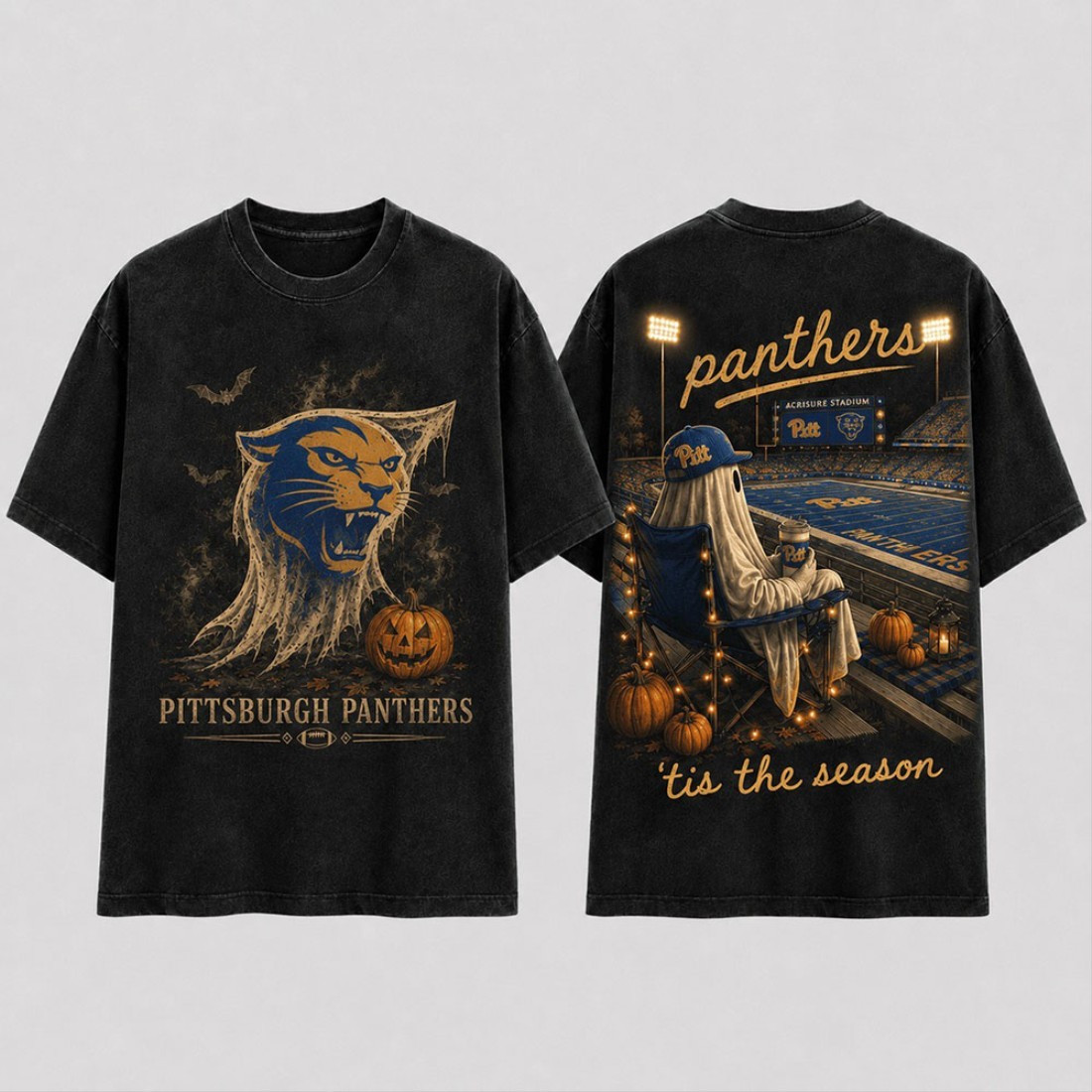 Pittsburgh Panthers Merch Halloween Ghost T-Shirt Tis The Season Shirt American Football Gifts