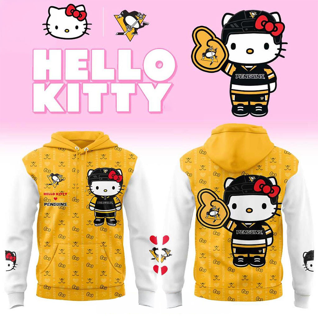 Pittsburgh Penguins Hello Kitty 2026 Love Of Ice Night Hoodie Penguins Merch Hockey Fan Gifts