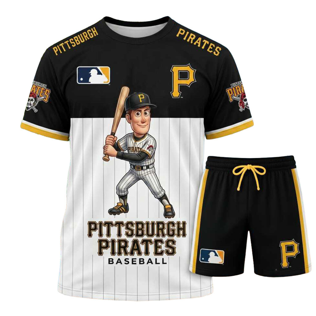 Pittsburgh Pirates Cartoon Character Baseball Shirt And Shorts Pirates Merch Gifts For Fans