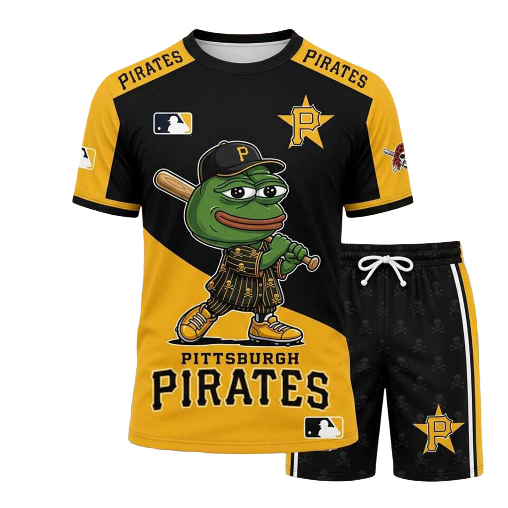 Pittsburgh Pirates Frog Baseball Mascot Shirt And Shorts Set Pittsburgh Pirates Merch Fan Gifts