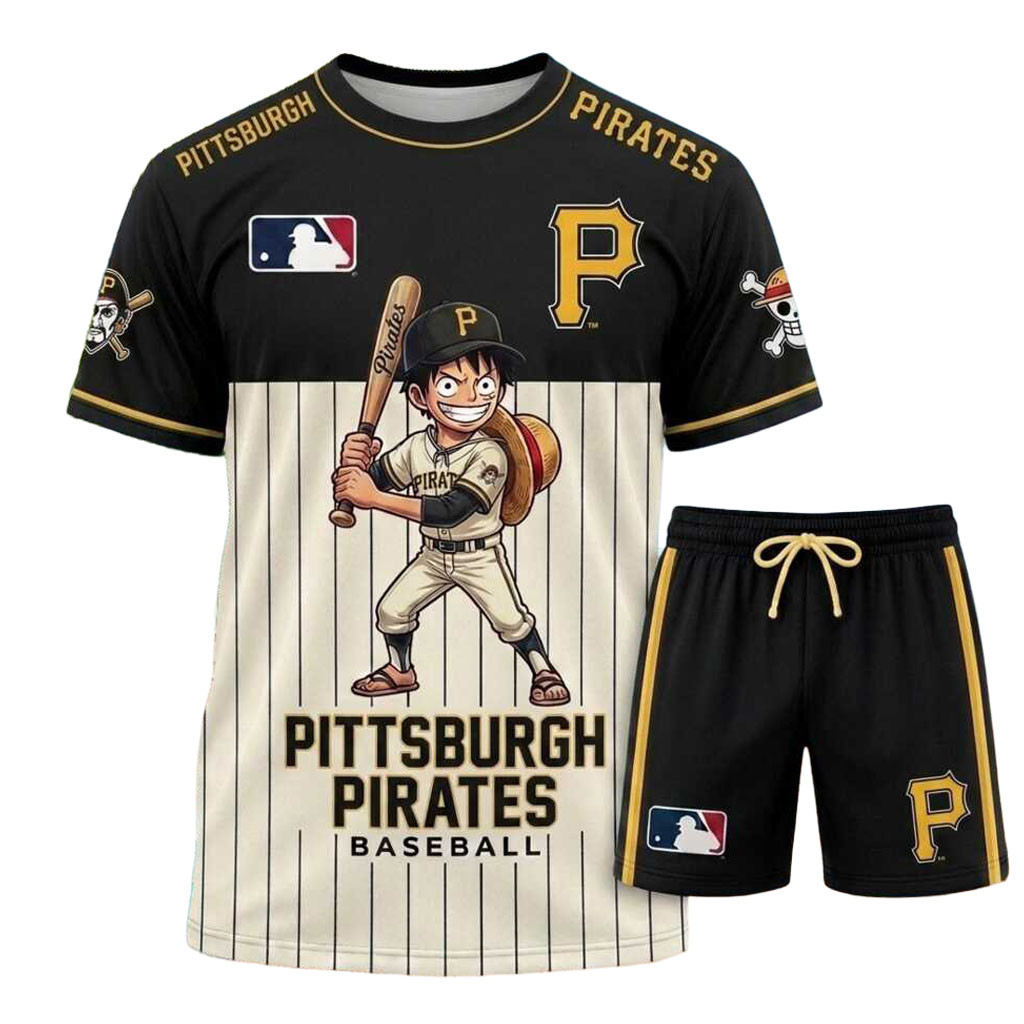 Pittsburgh Pirates Luffy Anime Mascot Shirt And Shorts Pirates Merch Gifts For Baseball Lovers