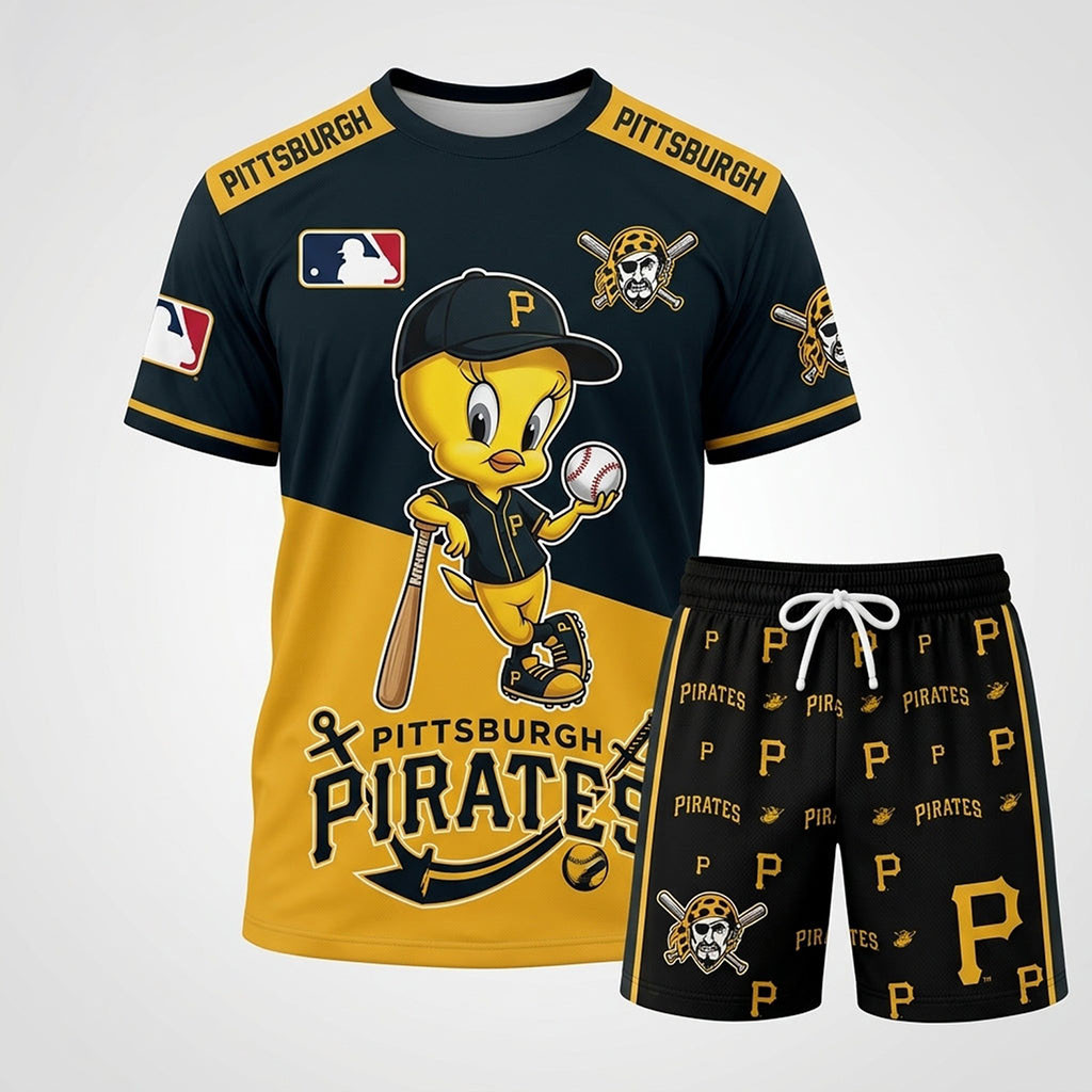 Pittsburgh Pirates X Tweety Looney Tunes Shirt And Shorts Set Pittsburgh Pirates Merch Fan Gift