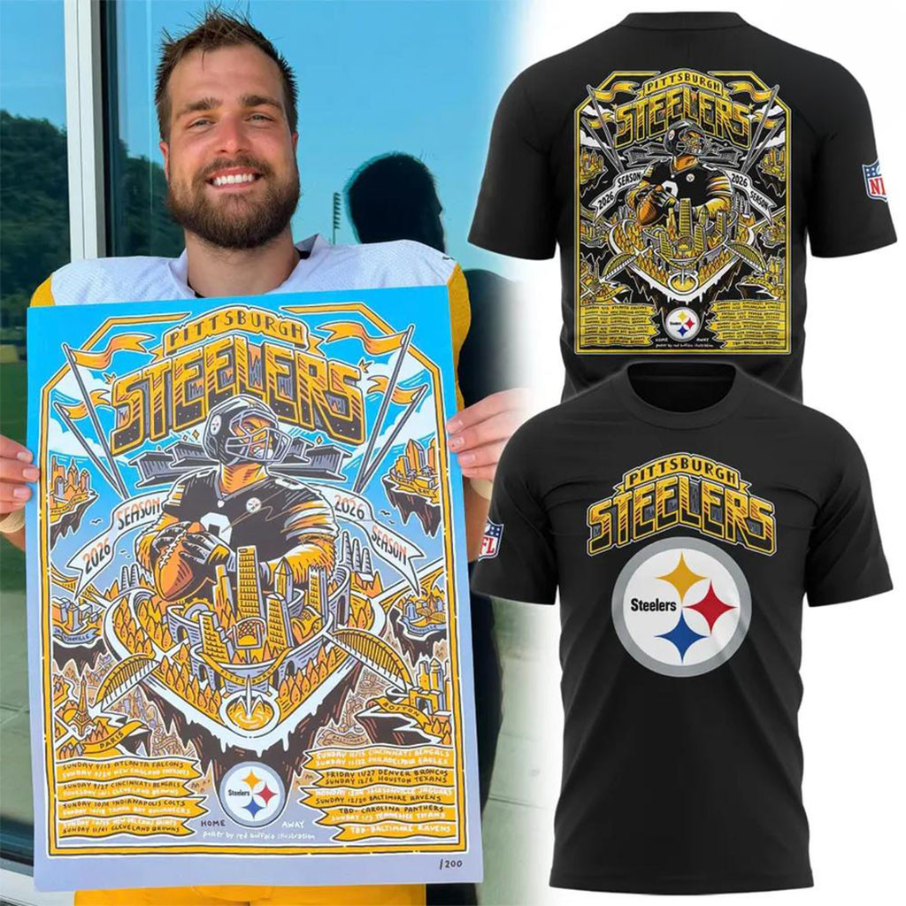 Pittsburgh Steelers 2026 Commemorative Schedule Black T-Shirt Steelers Merch Fan Gifts