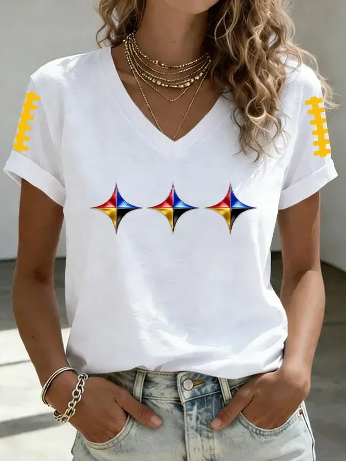 Pittsburgh Steelers Football Merch Game Day V-Neck Shirt Pittsburgh Tailgate Fan Gift