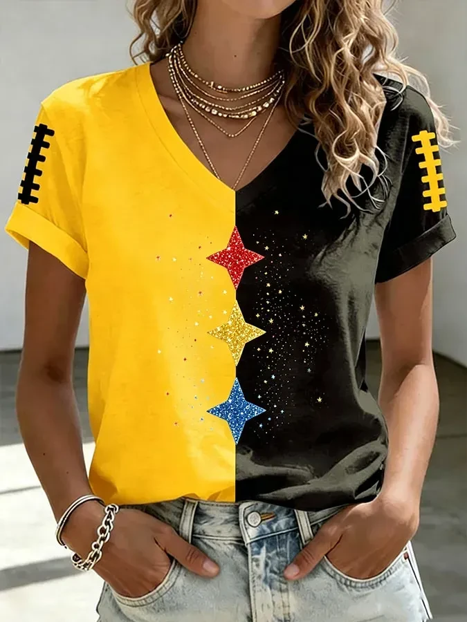 Pittsburgh Steelers Game Day V-Neck T-Shirt Pittsburgh Football Merch Steelers Fan Outfit